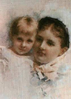 Koningin Emma met dochter Wilhelmina