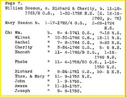 William Beeson Family MM records