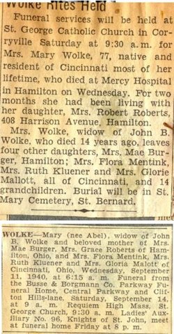 Obituary for Mary Abel Wolke