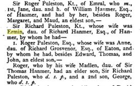 pedigree of Roger Puleston b. ca. 1505