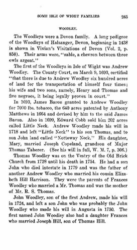 Woodleys of Isle of Wight County, Virginia 18th century