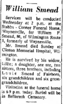 William Faunce Smead Sr, funeral