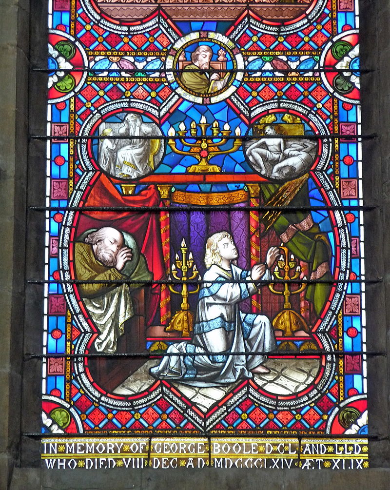 Stained glass window In Lincoln Cathedral dedicated to George Boole