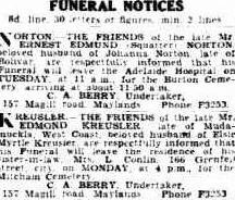 Funeral Notice for Edmond Kreusler