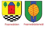 Flags of the town of Feanwâlden and the village of Feanwâldsterwâl