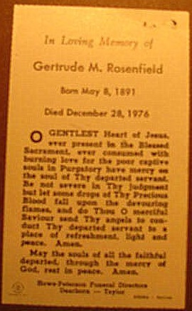 Gertrude Marie Thibodeau Rosenfield - funeral card
