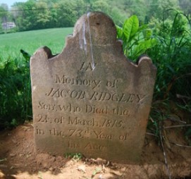 Jacob Westall Ridgley Tombstone