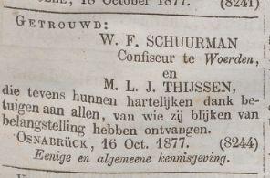 Marriage announcement W.F. Schuurman and M.L.J. Thijssen