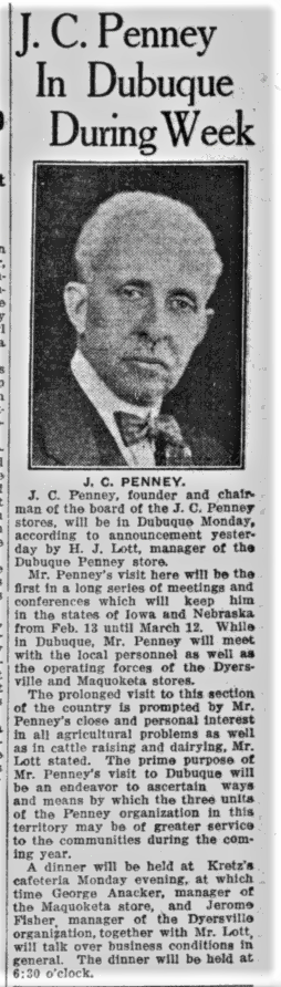 J. C. Penney In Dubuque During Week