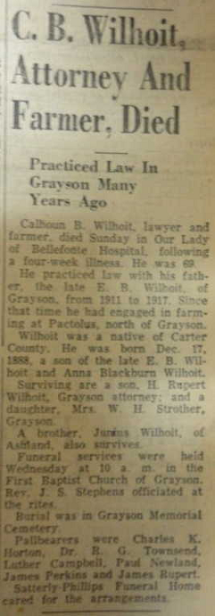 Calhoun Wilhoit, Obituary