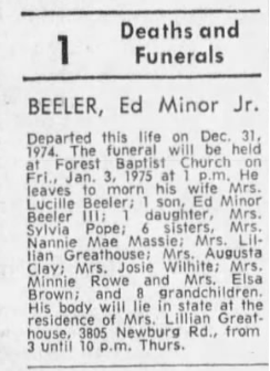Ed Beeler Jr, Obituary