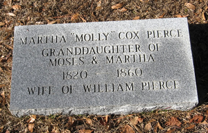 Gravestone of Martha (Cox) Pierce