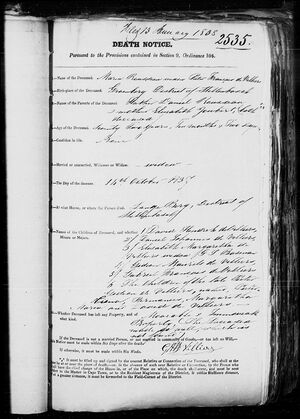 Death notice Maria Rosseauw 14 Oct 1837