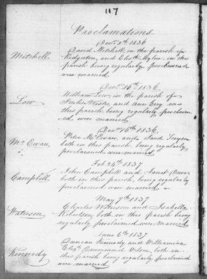 Marriage Record for John Campbell and Janet Dewar