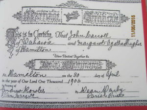 John & Margaret Carroll - Marriage Certificate