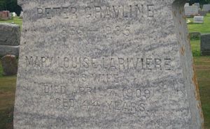 Grave Marker: Peter and (Mary) Louise Lariviere) Graveline