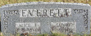 Lundy & Alice Everett headstone