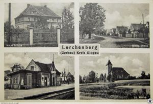  Zerbau/Lerchenberg, Glogau, Schlesien - Schule, Breite Straße, Bahnhof, Kirche
