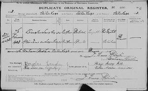 Marriage Record of Douglas Langley and Alice Irene van Loggenberg