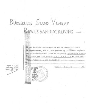 William Drabbels birth certificate