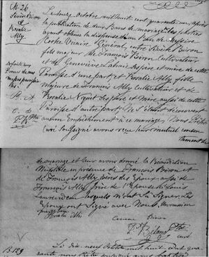 Marriage Record 12 Oct 1841 - Sévère Biron & Rosalie Ally