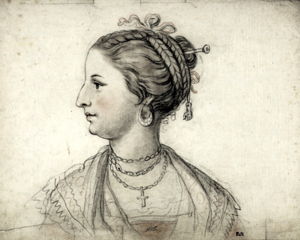 Profile Head of a Woman Wearing a Necklace (possibly Shirley Welsh, the Artist's Wife).