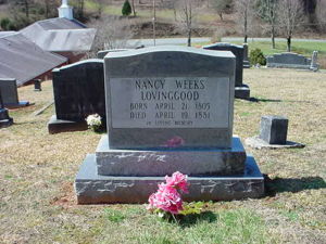 Headstone for Nancy Weeks Lovingood