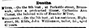 Death Notice of John Williamson