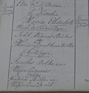 Baptismal record Maria Elisabeth Beukes : 1798-12-23