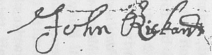 John Rickard's signature, June 1701