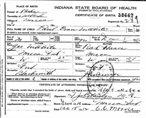 Evan Paul Willhite, Birth Certificate