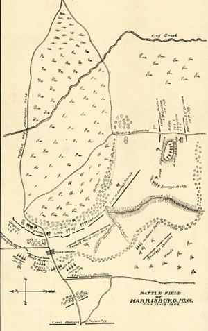Map of the Battle of Harrisburg, Mississippi