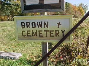 Brown Cemetery Sign where Almon Sparling is buried.