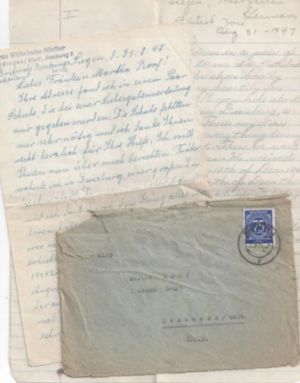 Image 1 of 3 of Wilhelmine Miether's Letter, 1947
