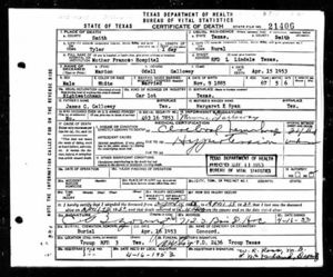 Death certificate of marion odell galloway my great grandfather