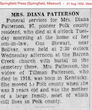 Death information in Springfield Newspaper 