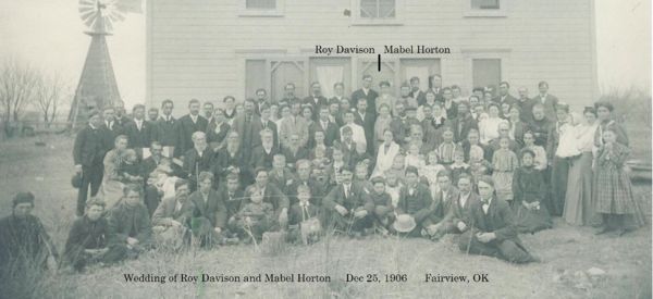 Roy Davison & Mabel Horton Wedding Portrait ca. Dec 25, 1906 Fairview OK