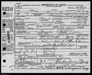 Death Certificate for Isaac Duncan