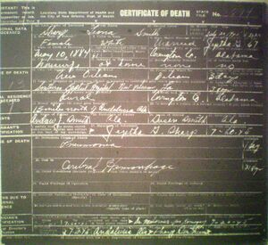 Leona Sharpe death certificate