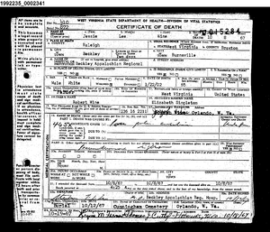 Death Certificate for Jesse Lee Wine