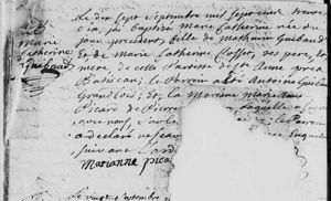 Baptized record 1736 - Marie Catherine Guibaud