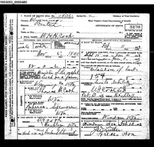 Death Certificate of William Henry Harrison Cook