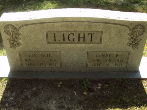 Henry Light & Ida B Light Grave stone