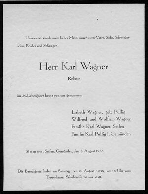 Death Announcement Karl Wagner