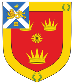 Crest of the Tullochgorum Chiefly line of Clan Grant in New Brunswick, Canada.