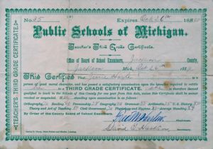 Like I said; Jessie Hogle Garey Historian. Who else saved their 1889 Teachers Certificate