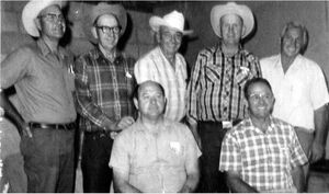 Robert Kenneth Flake Sr., John Taylor Flake, Leroy Owens DeWitt, Dennis Edson Flake, Kenneth Hatch (seated in front) Almon J. Flake, Lorenzo Lyman Flake
