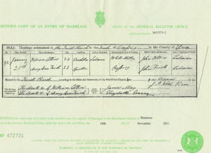 Mary Ann Finch & William Collins Marriage Certificate