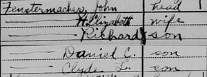 John Fenstermacher household, 1920 US Census