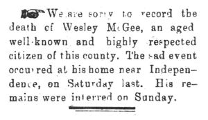 Wesley McGee Obituary